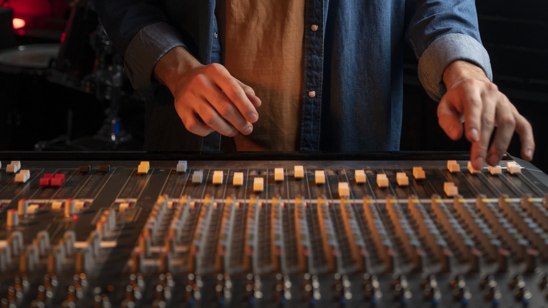 Medium shot musician wearing headphones